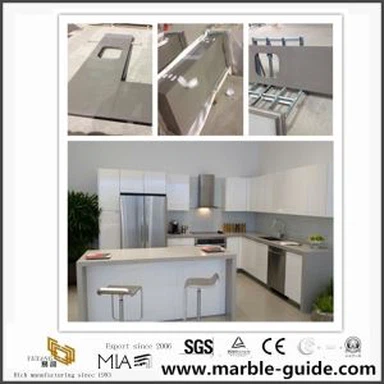 China Grijze countertops van de kwarts keuken met goedkope kosten