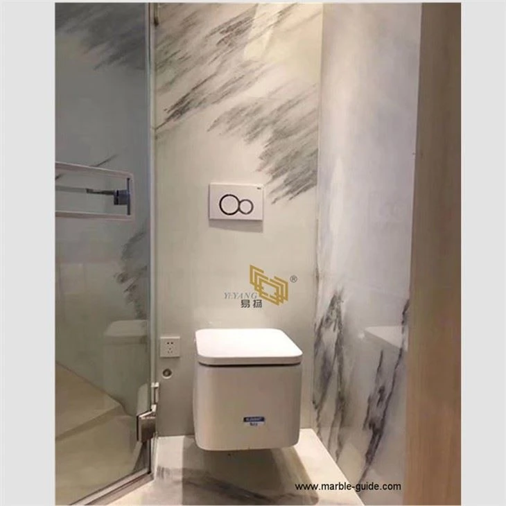 Ink White Marble Bathroom Floor